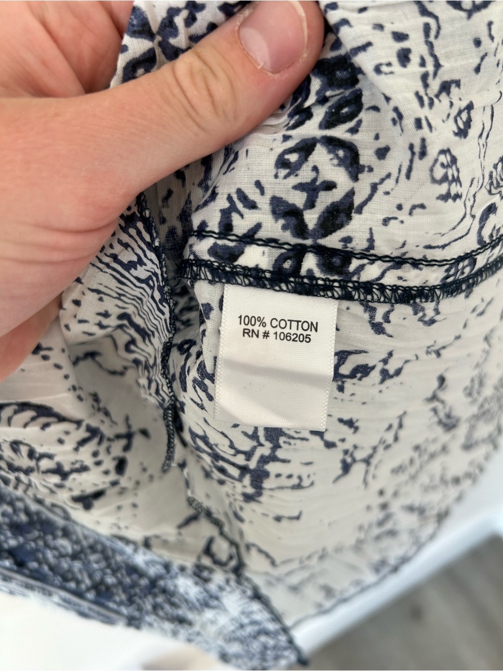 Cino Indigo Patchwork Cotton Print Bohemian Button Down Sz XL Boyfriend Shirt - Picture 5 of 8